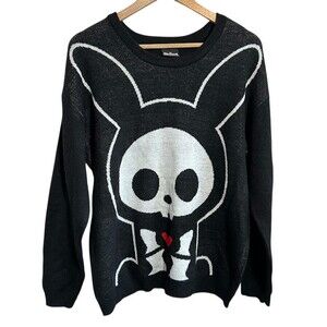 Skelanimals Jack The Rabbit Skull Heart Sweater M Oversized Goth Vamp Punk Emo